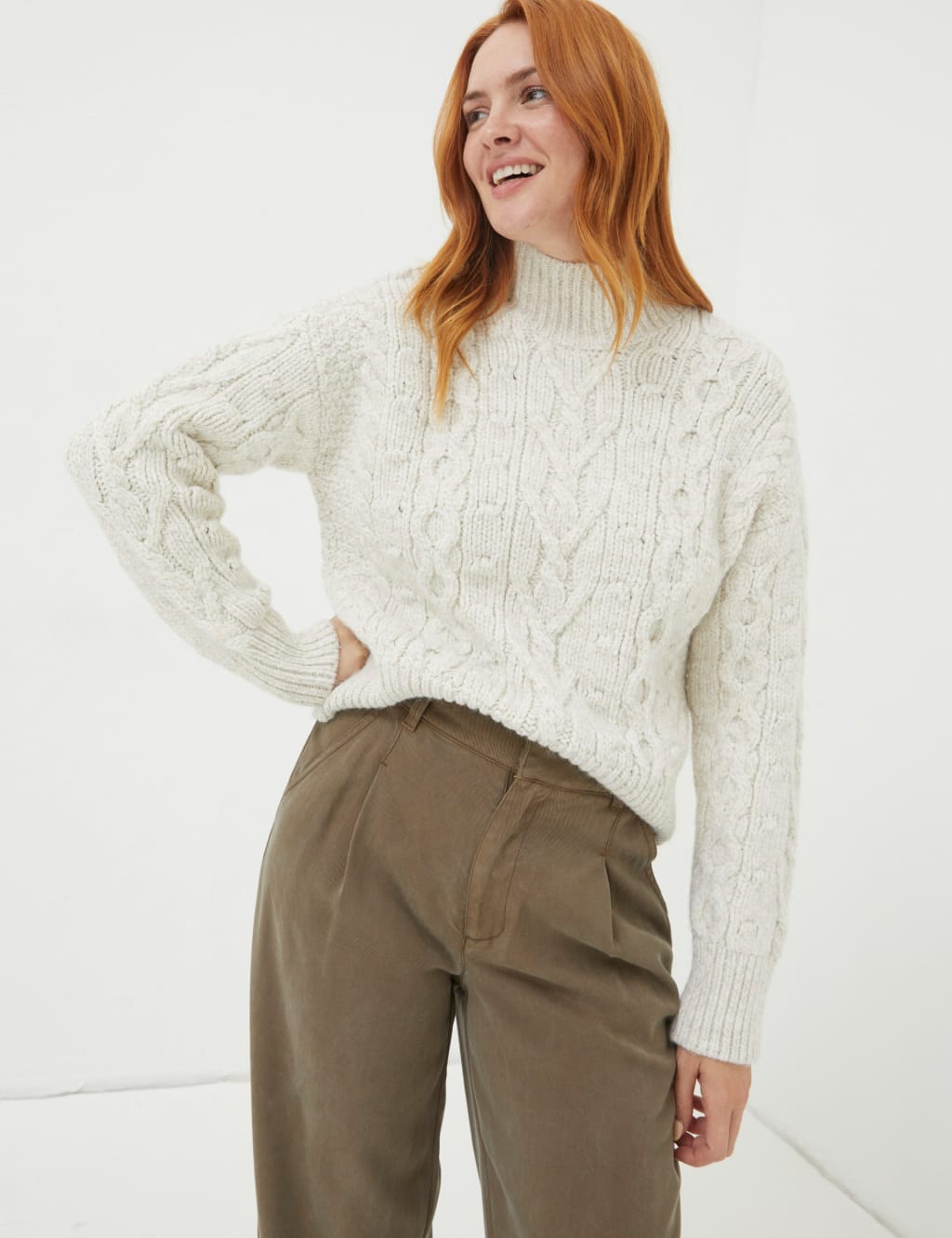 Cable Knit Roll Neck Jumper FatFace M S
