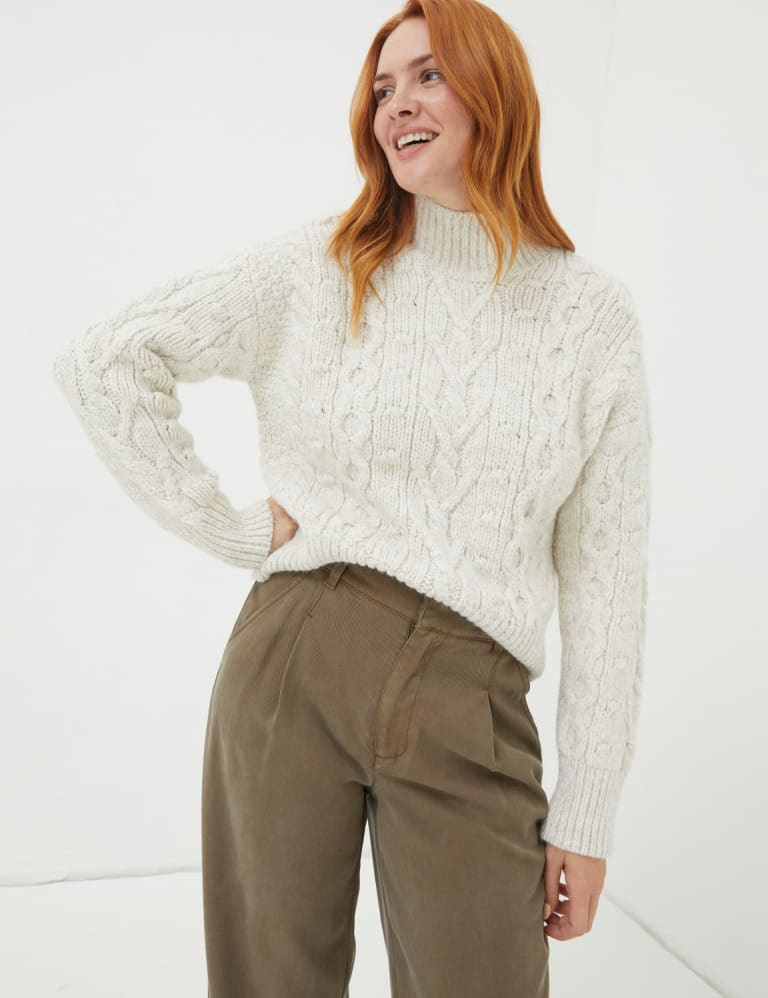 Cable Knit Roll Neck Longline Jumper