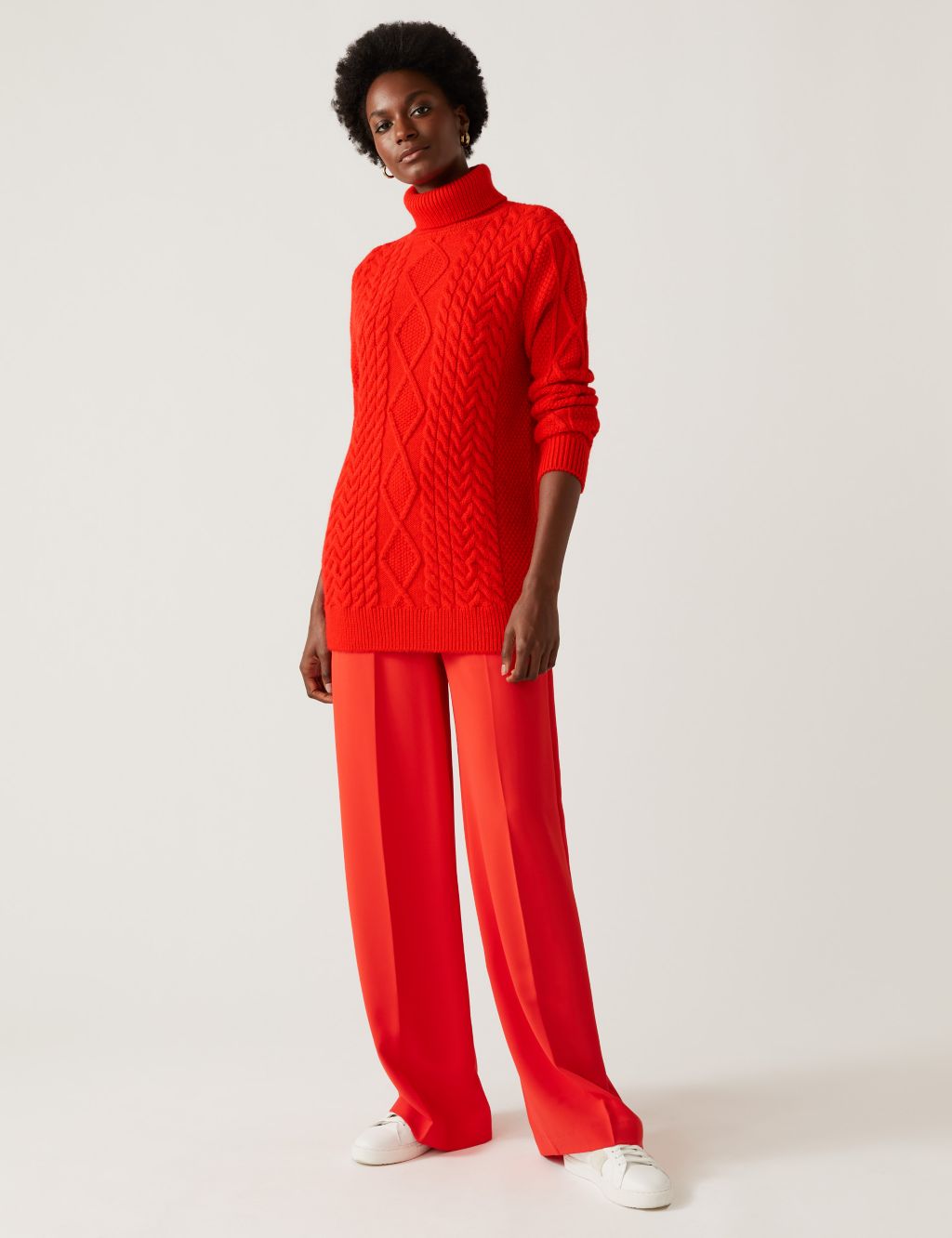 Cable Knit Roll Neck Longline Jumper 2 of 6
