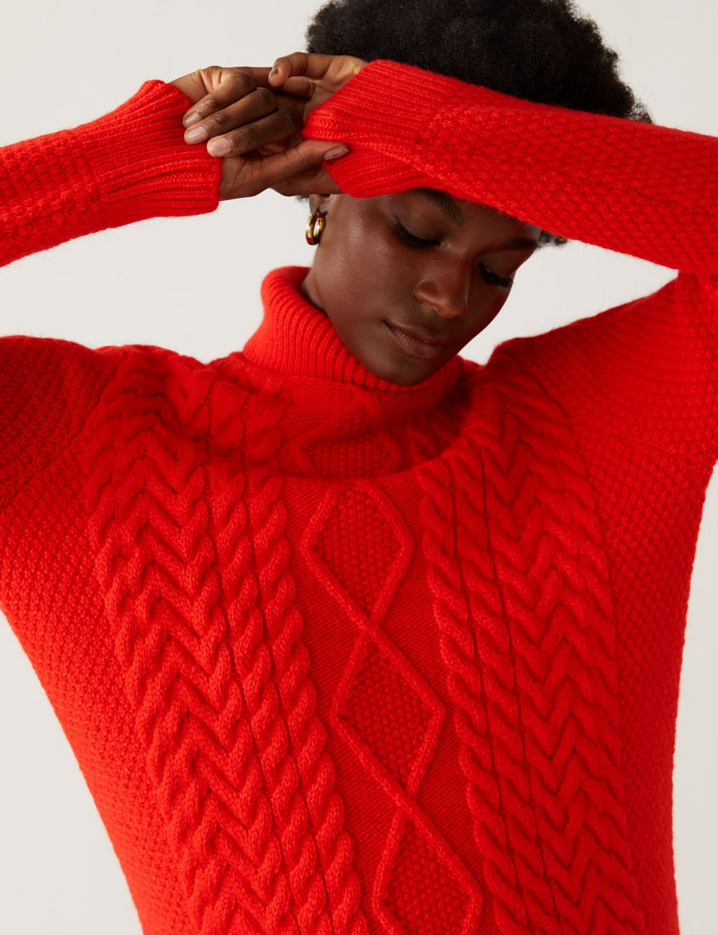 Cable Knit Roll Neck Longline Jumper 4 of 6
