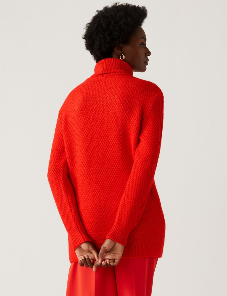 Cable Knit Roll Neck Longline Jumper 5 of 6