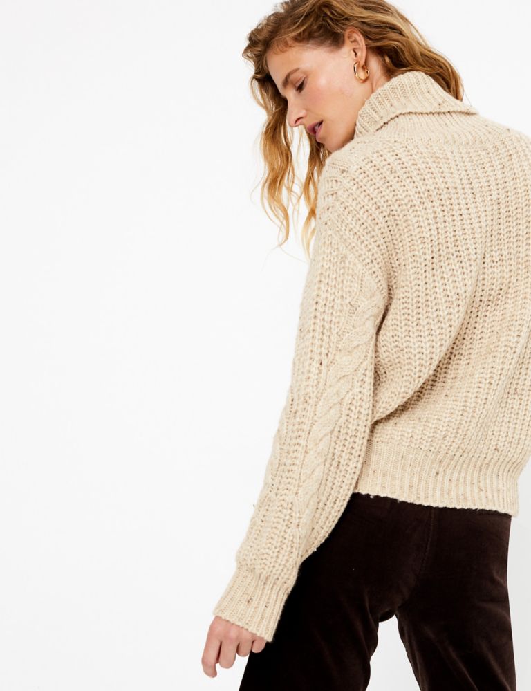 Cable Knit Roll Neck Relaxed Fit Jumper | Per Una | M&S