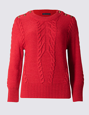 Cable Knit Round Neck Jumper Image 2 of 4