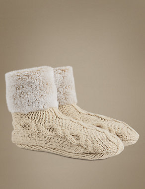 Cable Knit Short Booties Image 2 of 6