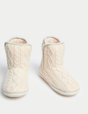 Cable Knit Slipper Boots Image 2 of 3