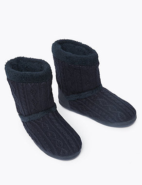 Cable Knit Slipper Boots with Memory Foam Image 2 of 4
