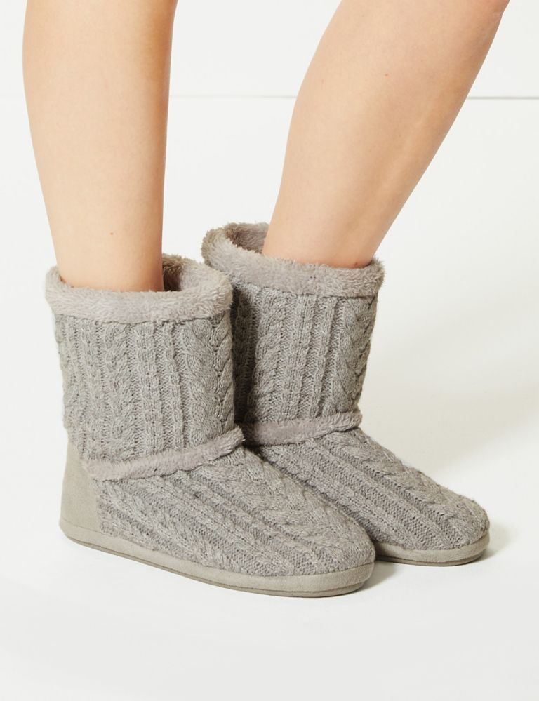 Cable Knit Slipper Boots with Memory Foam | M&S Collection | M&S