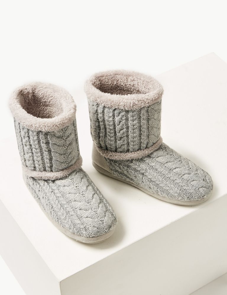 Cable Knit Slipper Boots with Memory Foam 3 of 5