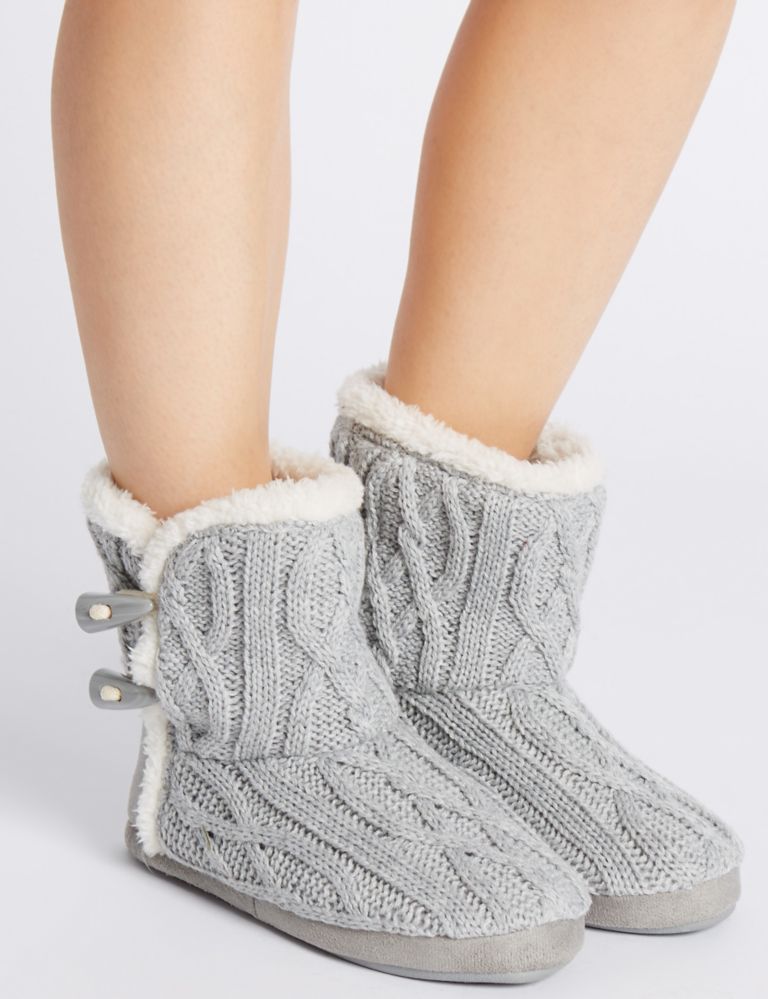 Cable Knit Slipper Boots 1 of 5