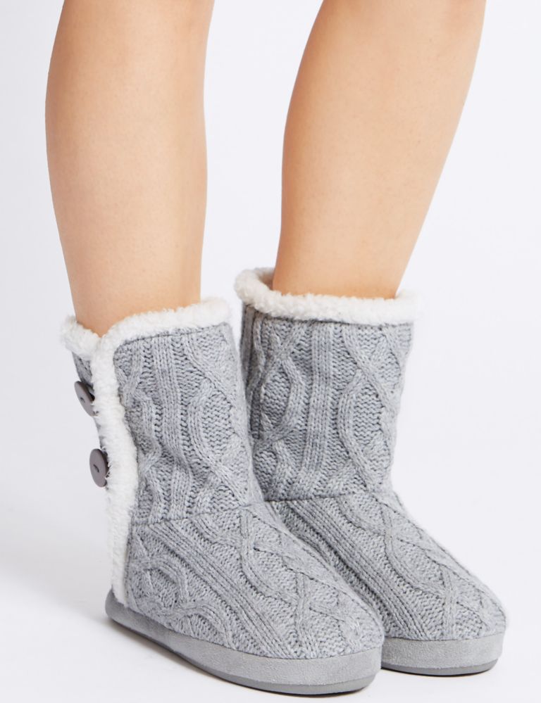 Cable Knit Slipper Boots 1 of 6