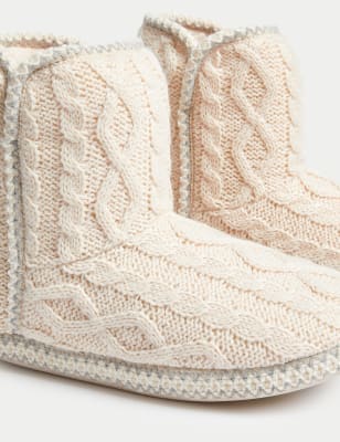 Cable knit cleated sole slipper boots hot sale