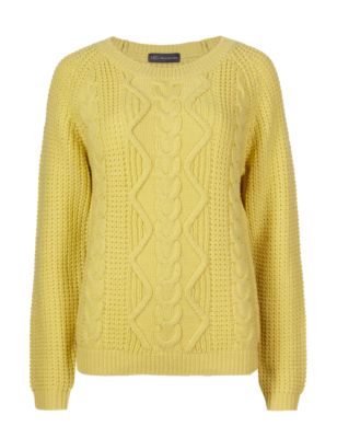 Cable Knit Stitched Jumper with Wool Image 2 of 4