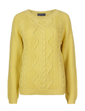 Cable Knit Stitched Jumper with Wool Image 2 of 4