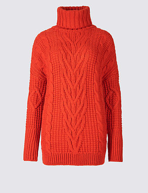 Cable Knit Turtle Neck Jumper Image 2 of 5