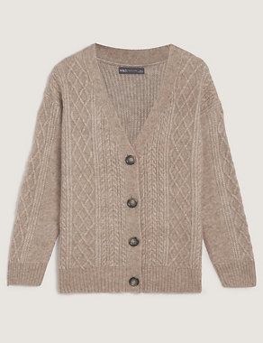 Cable Knit V-Neck Cardigan with Wool Image 2 of 6