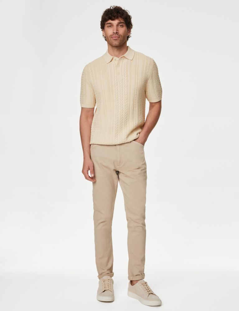 Cable Knitted Polo Shirt with Linen 5 of 5