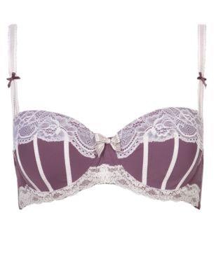 Caged Floral Lace Padded Balcony Bra A-DD Image 2 of 5