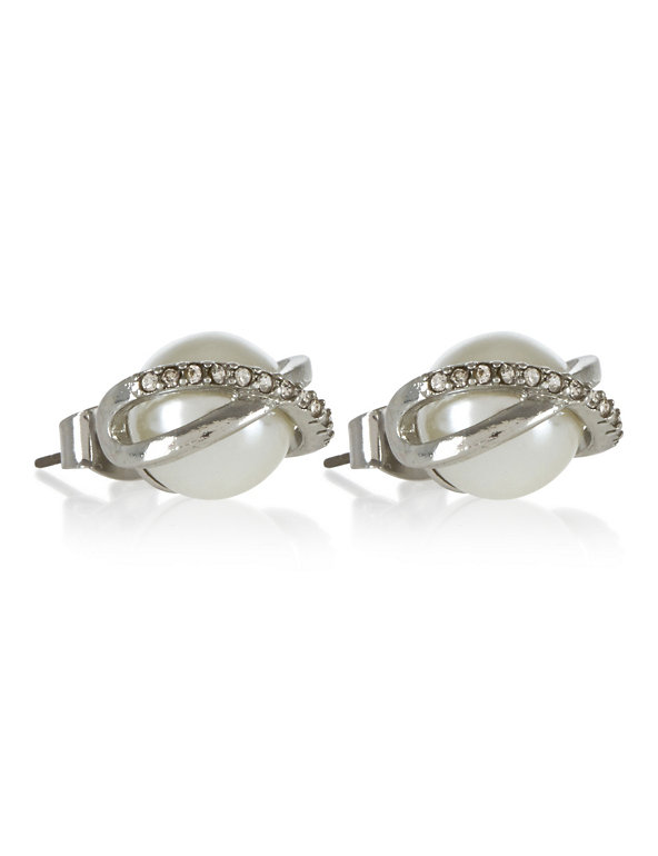 Caged Pearl Effect Stud Earrings Image 1 of 1