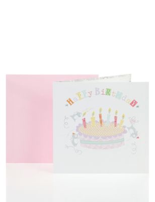 Cake & Cats Holographic Birthday Card | M&S
