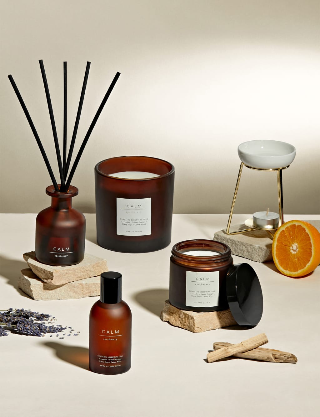 Calm Oil and Wax Melt Burner Apothecary M&S