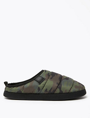 Camo Puffer Mule Slippers Image 2 of 5