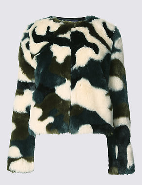 Camouflage Faux Fur Jacket Image 2 of 4