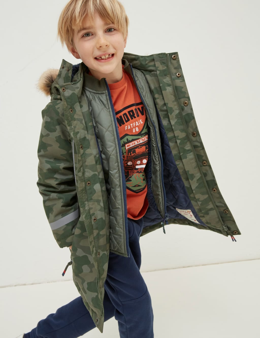 Camo jacket with fur hood hot sale
