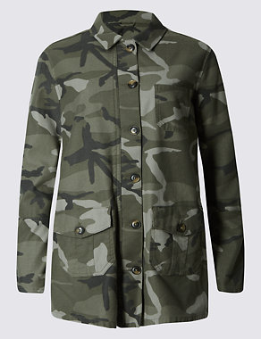 Camouflage Print Denim Jacket Image 2 of 4