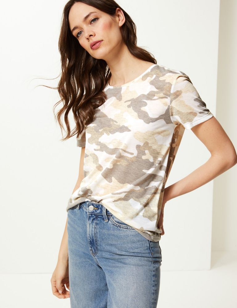 Camouflage Print Relaxed Fit T-Shirt 1 of 4