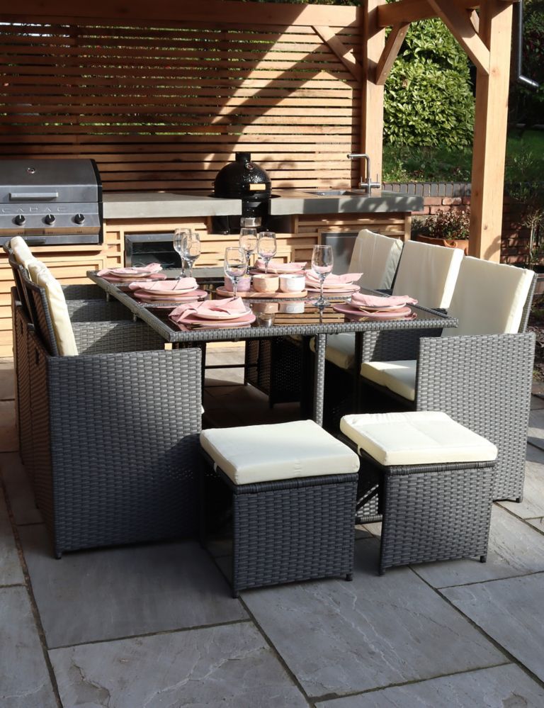 Cannes 10 Seater Rattan Garden Cube Dining Set 1 of 4