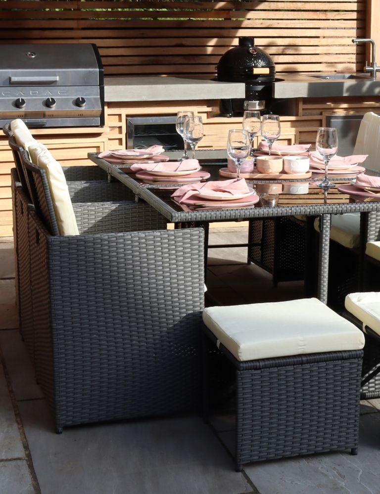 Cannes 10 Seater Rattan Garden Cube Dining Set 3 of 4