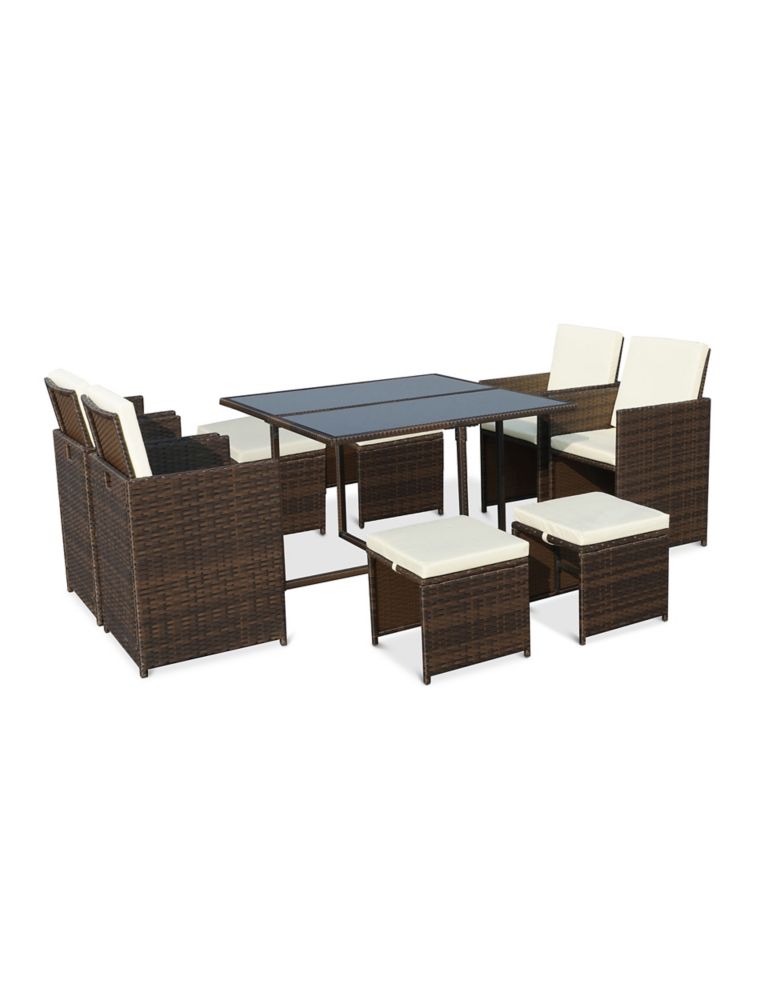 Cannes 8 Seater Rattan Garden Cube Dining Set 4 of 4