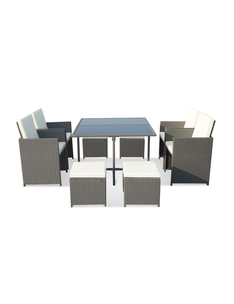 Cannes 8 Seater Rattan Garden Cube Dining Set 4 of 4