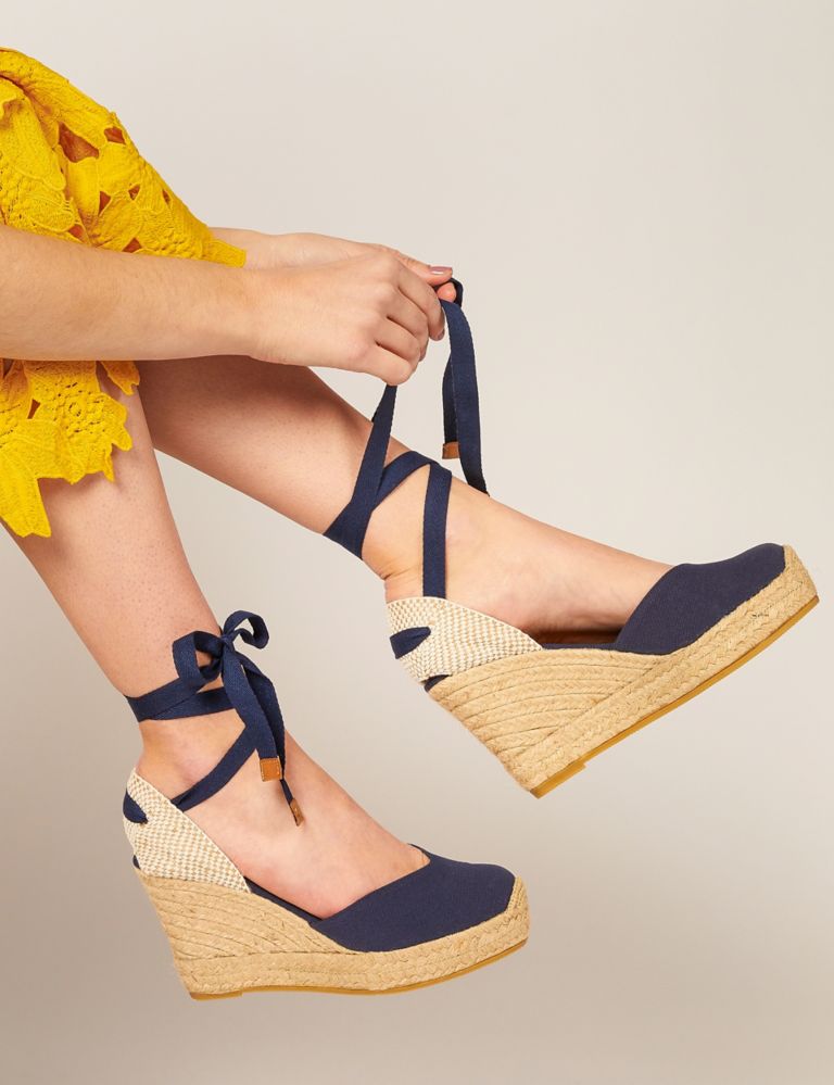 Canvas Ankle Strap Wedge Espadrilles 1 of 5