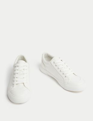 Canvas Lace Up Eyelet Detail Trainers Image 2 of 3