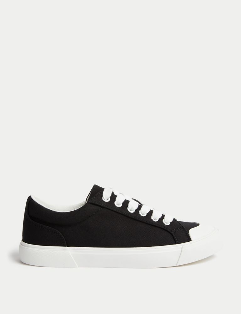 Canvas Lace Up Eyelet Detail Trainers 1 of 3