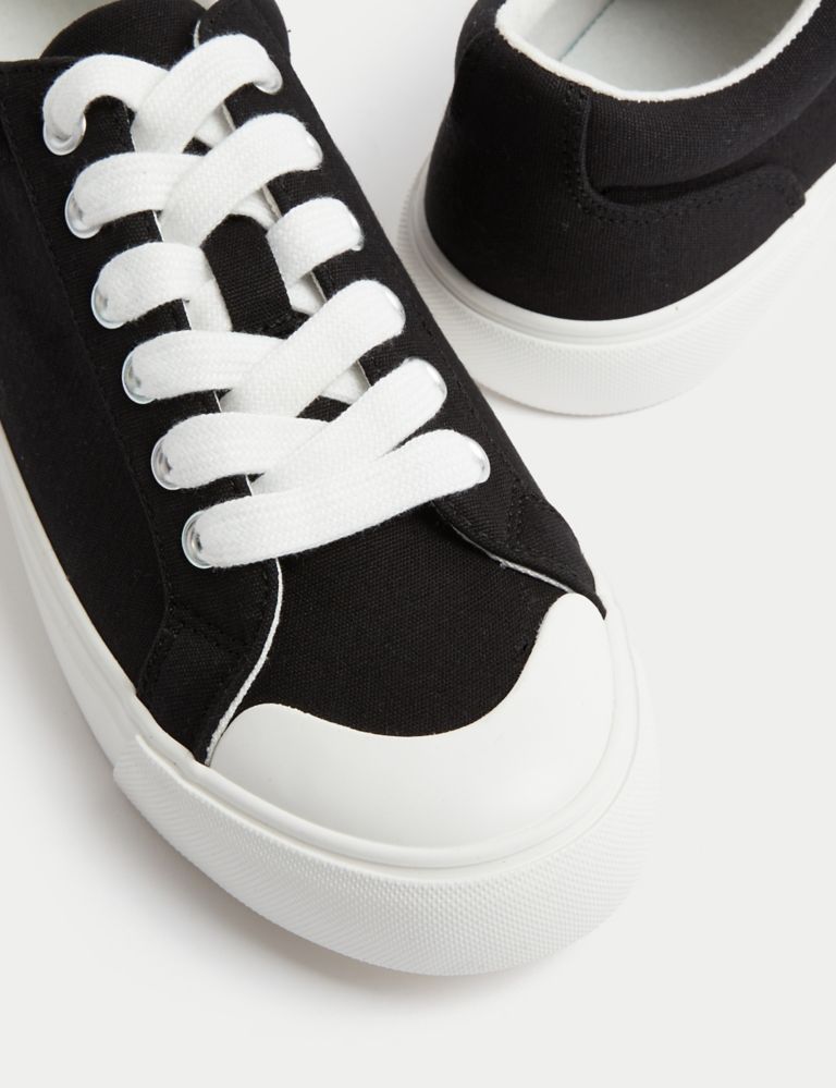 Canvas Lace Up Eyelet Detail Trainers 3 of 3