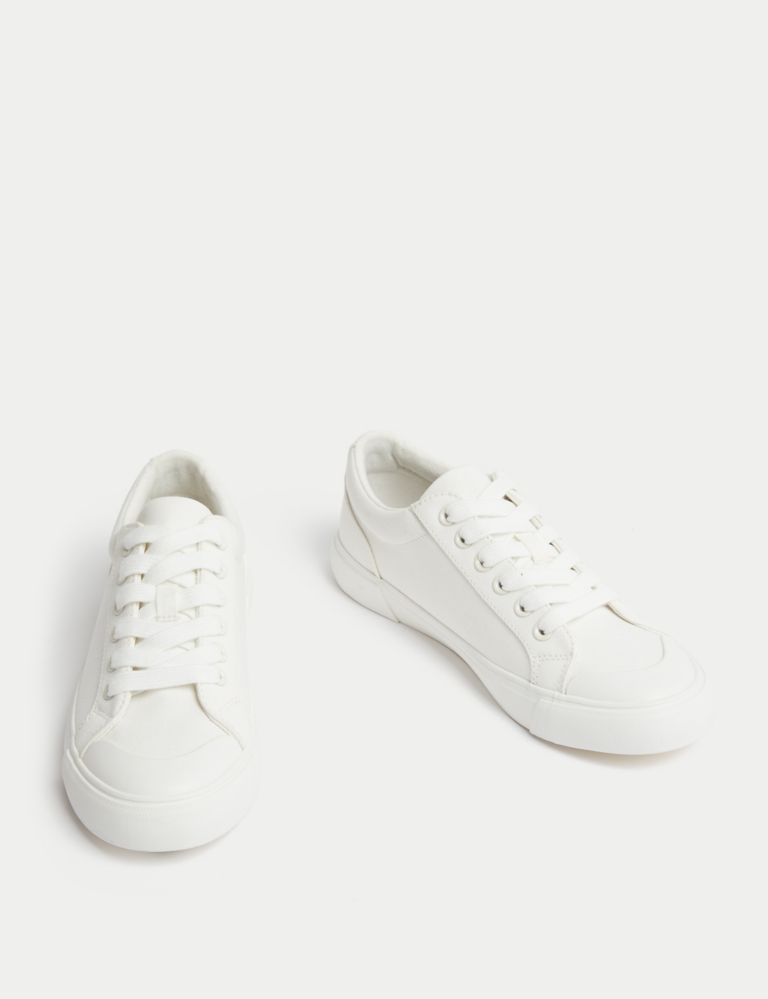 Canvas Lace Up Eyelet Detail Trainers 2 of 3