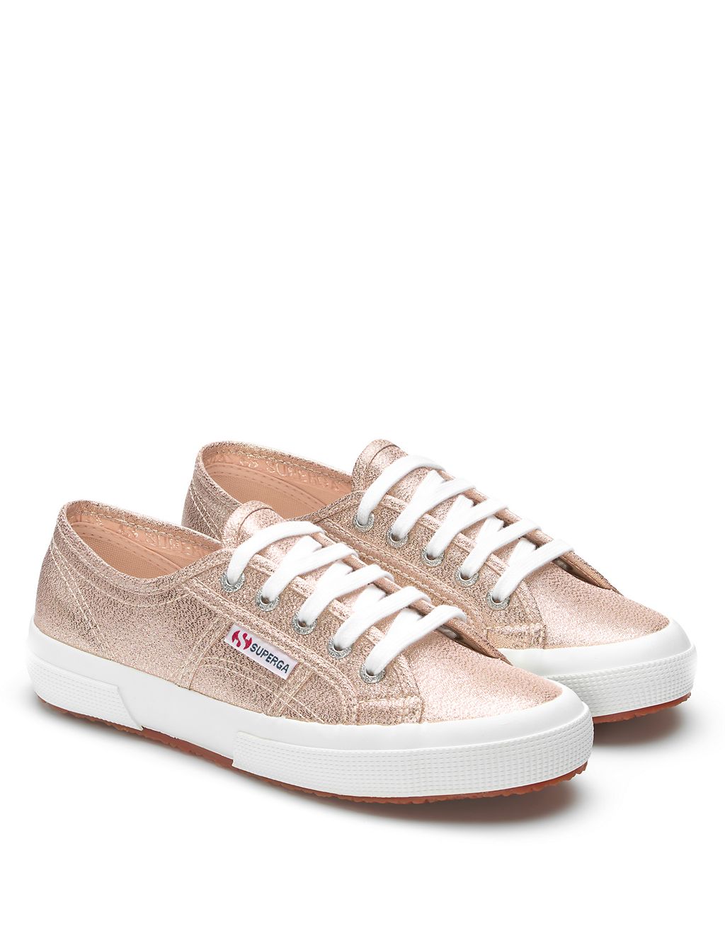 Canvas Lace Up Glitter Trainers 1 of 5