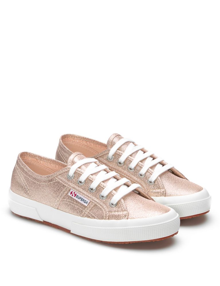 Canvas Lace Up Glitter Trainers 2 of 5