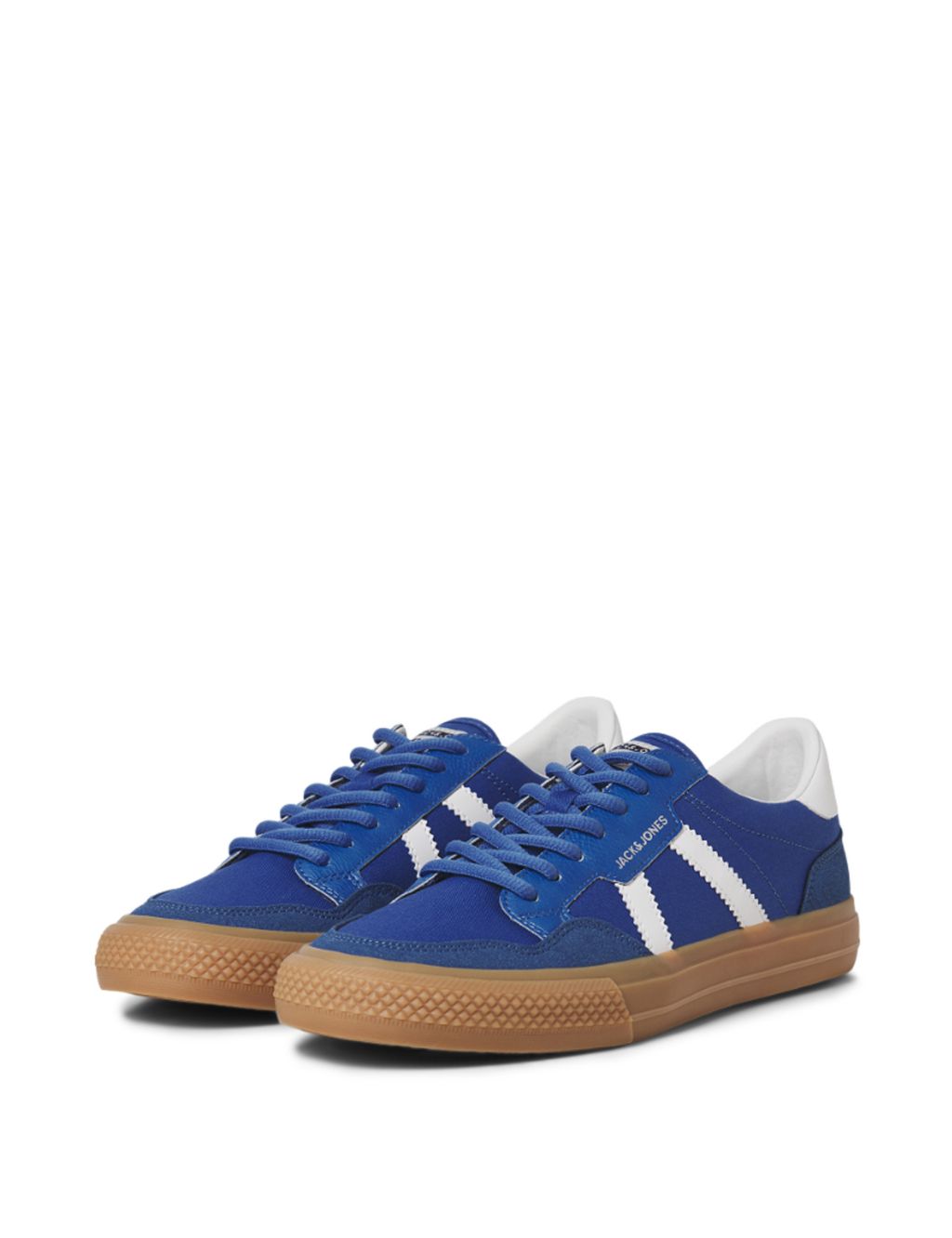 Canvas Lace Up Stripe Trainers 1 of 6