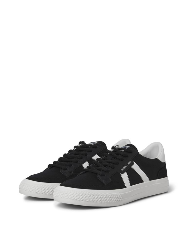 Canvas Lace Up Stripe Trainers 2 of 5