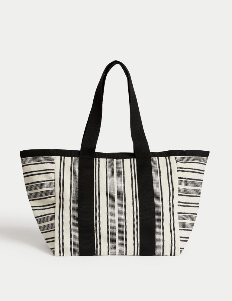 Canvas Striped Beach Bag 1 of 4