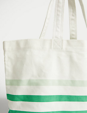 Canvas Striped Tote Bag Image 2 of 4