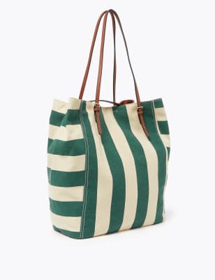 Canvas Striped Tote Bag M S Collection M S