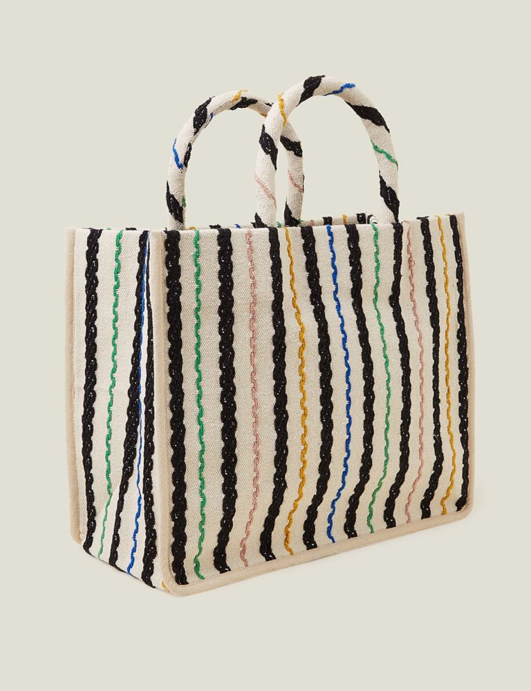 Canvas Striped Tote Bag 2 of 3