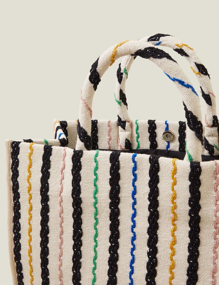 Canvas Striped Tote Bag 3 of 3