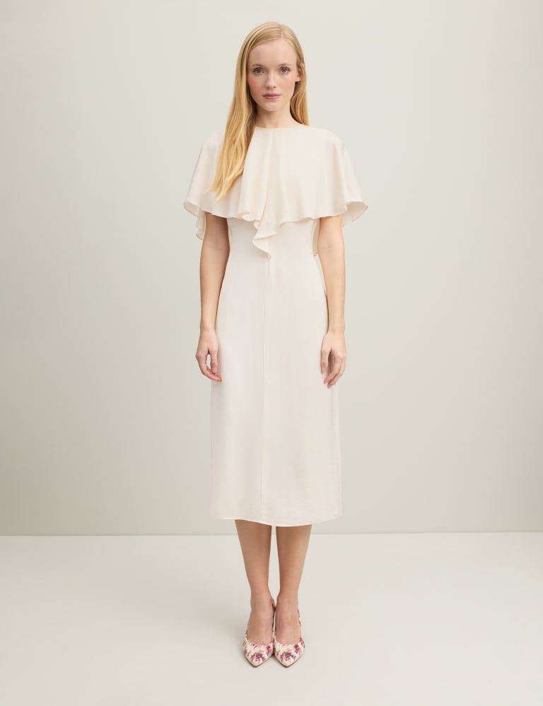 Cape Detail Midi Column Dress