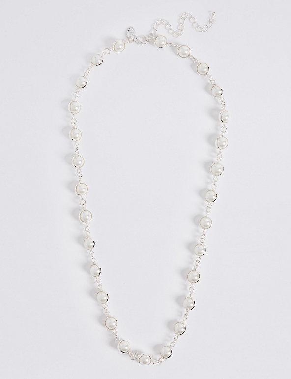 Capped Pearl Effect Necklace Image 1 of 2