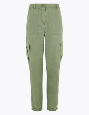 Buy Khaki Green Regular Tapered Stretch Utility Cargo Trousers